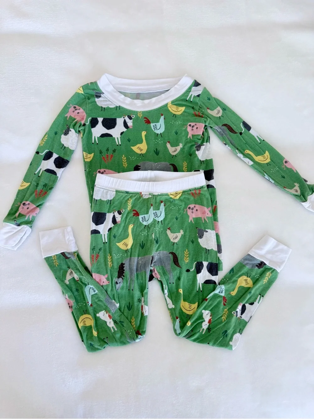 Little Sleepies Green Farm Long-sleeve Pj set (size 18-24M)